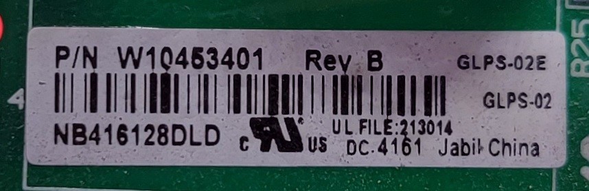 Genuine Refrigerator Whirlpool Control Board Part#W10453401