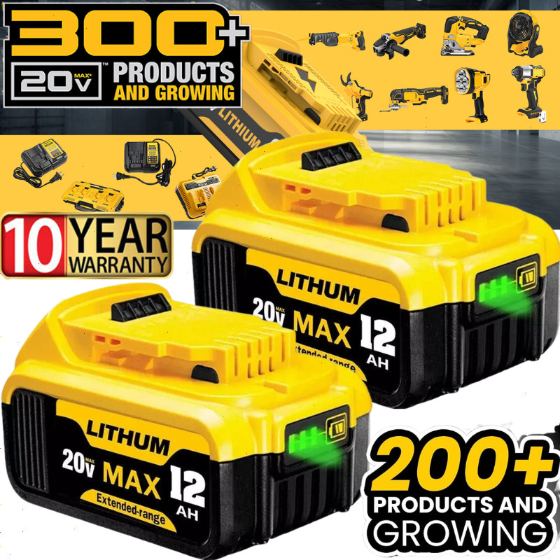 2Pack 12.0AH For DeWalt 20V 20 Volt Max XR Lithium Ion Battery DCB206-2 DCB205-2