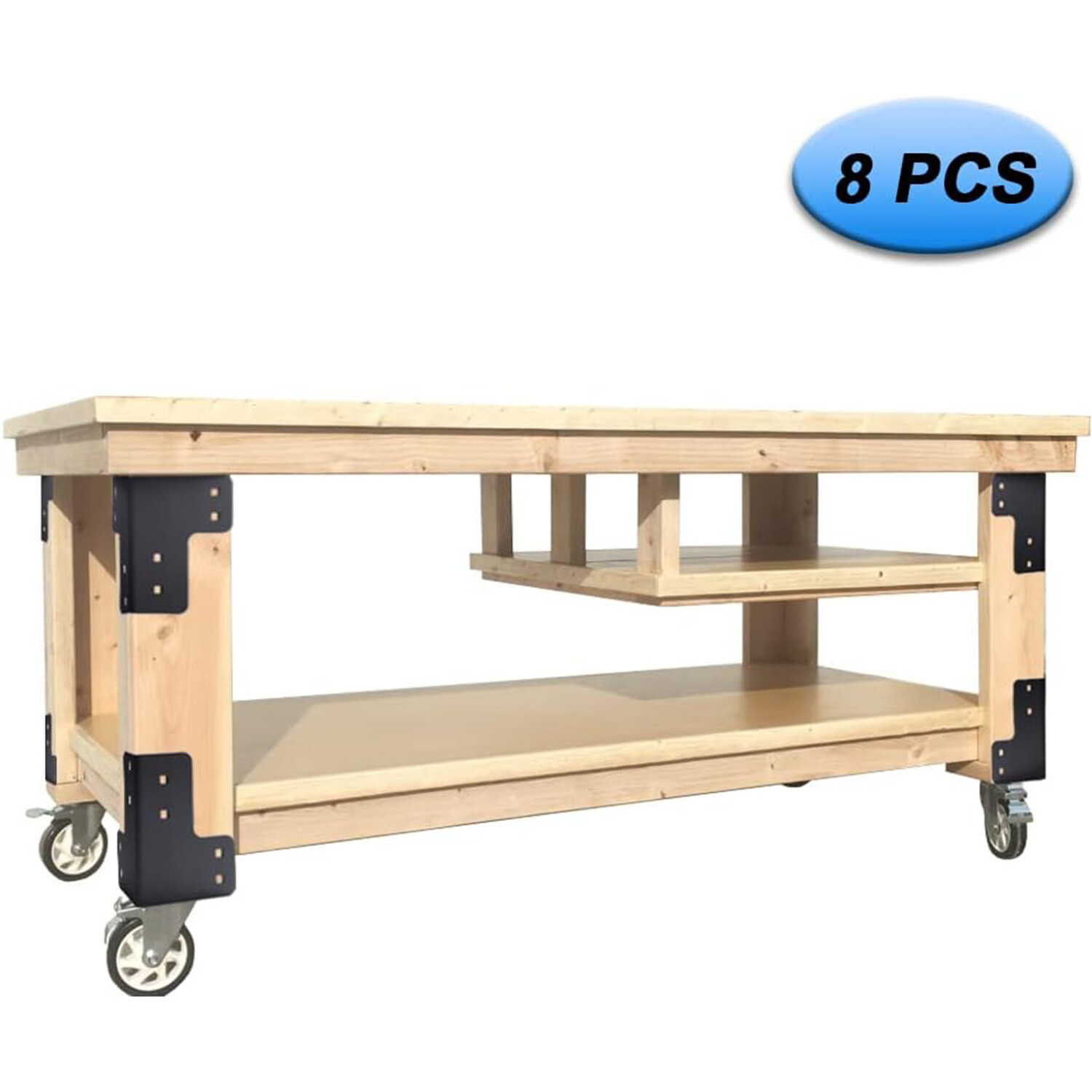 Steel Corner Brackets 8 Pcs Workbench Shop Table Kit Multi-Angle Joint Fastener