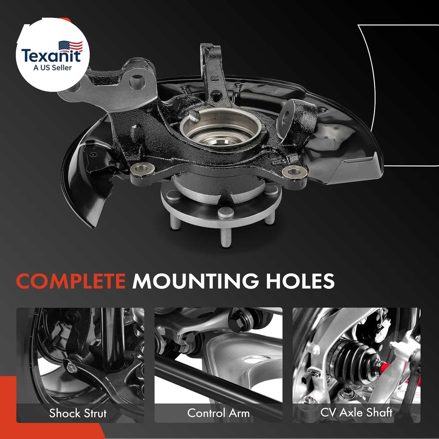 Front Right Steering Knuckle & Wheel Bearing Hub Assembly Compatible with Toyota