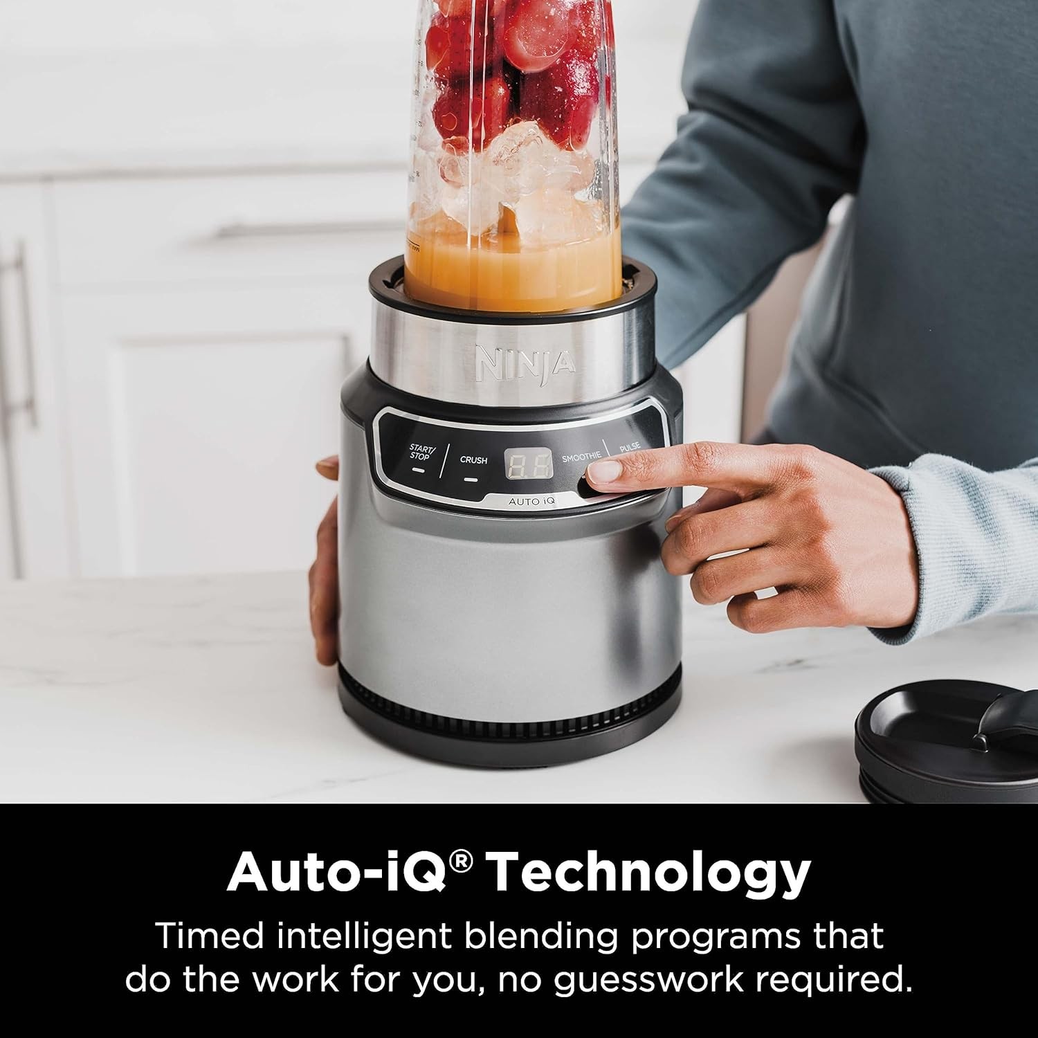Ninja BN401 Nutri Blender Pro with Auto-iQ, 1100W Motor, (2) 24oz Single Cups