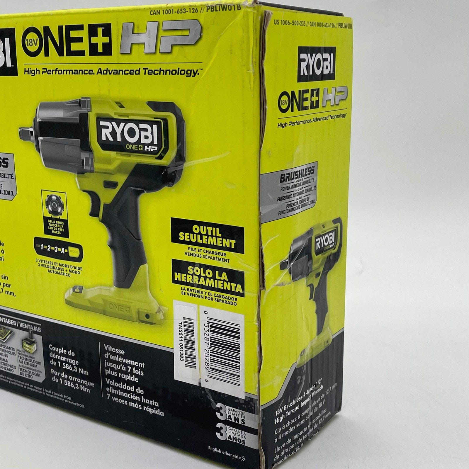 New Ryobi PBLIW01B 18V Brushless 4-Mode 1/2″ High Torque Impact Wrench