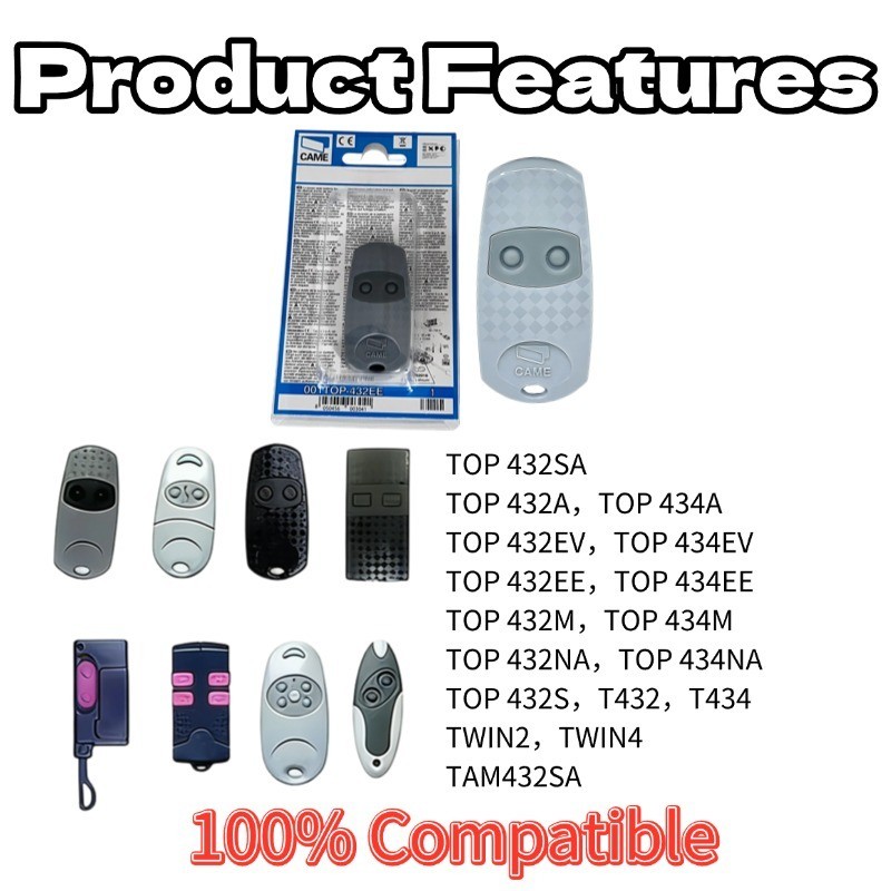 CAME – TOP432EE – Télécommande de portail garage 2 canaux 433.92Mhz