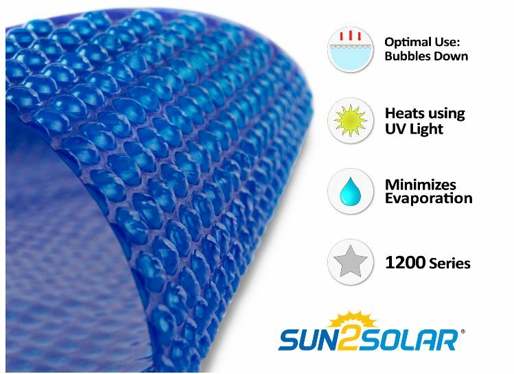 Sun2Solar 1200 Series Round Swimming Pool Solar Cover Blanket – Choose Size