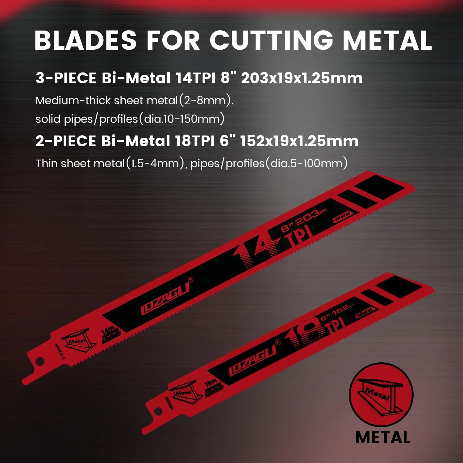 10-Piece Reciprocating Saw Blades Set with Storage Case, 6″ 8″ & 9″ Wood & Metal