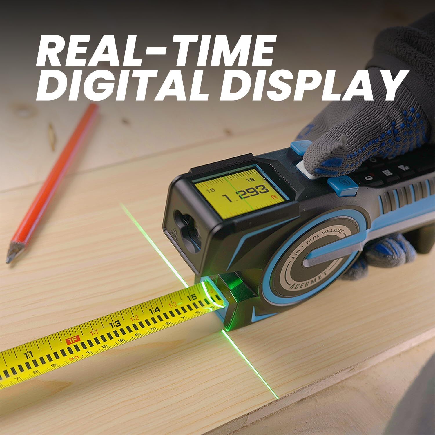 3-in-1 Digital Tape Measure, 330Ft Laser Measurement Tool with Rechargeable