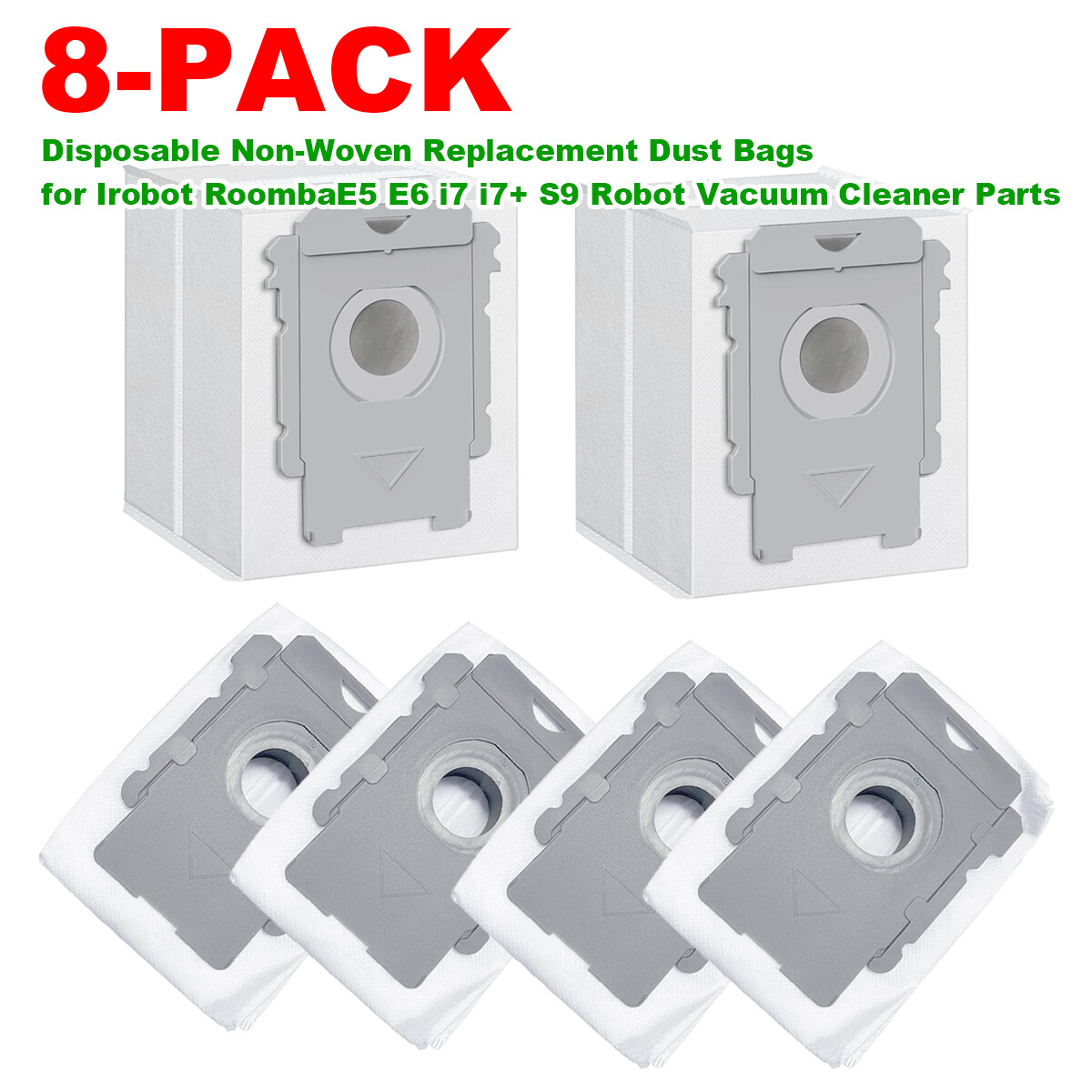 8 Pack Vacuum Bags Replacement iRobot Roomba i3+ i4+ i6+ i7+ i7+ j7 j7+ i8 i8+