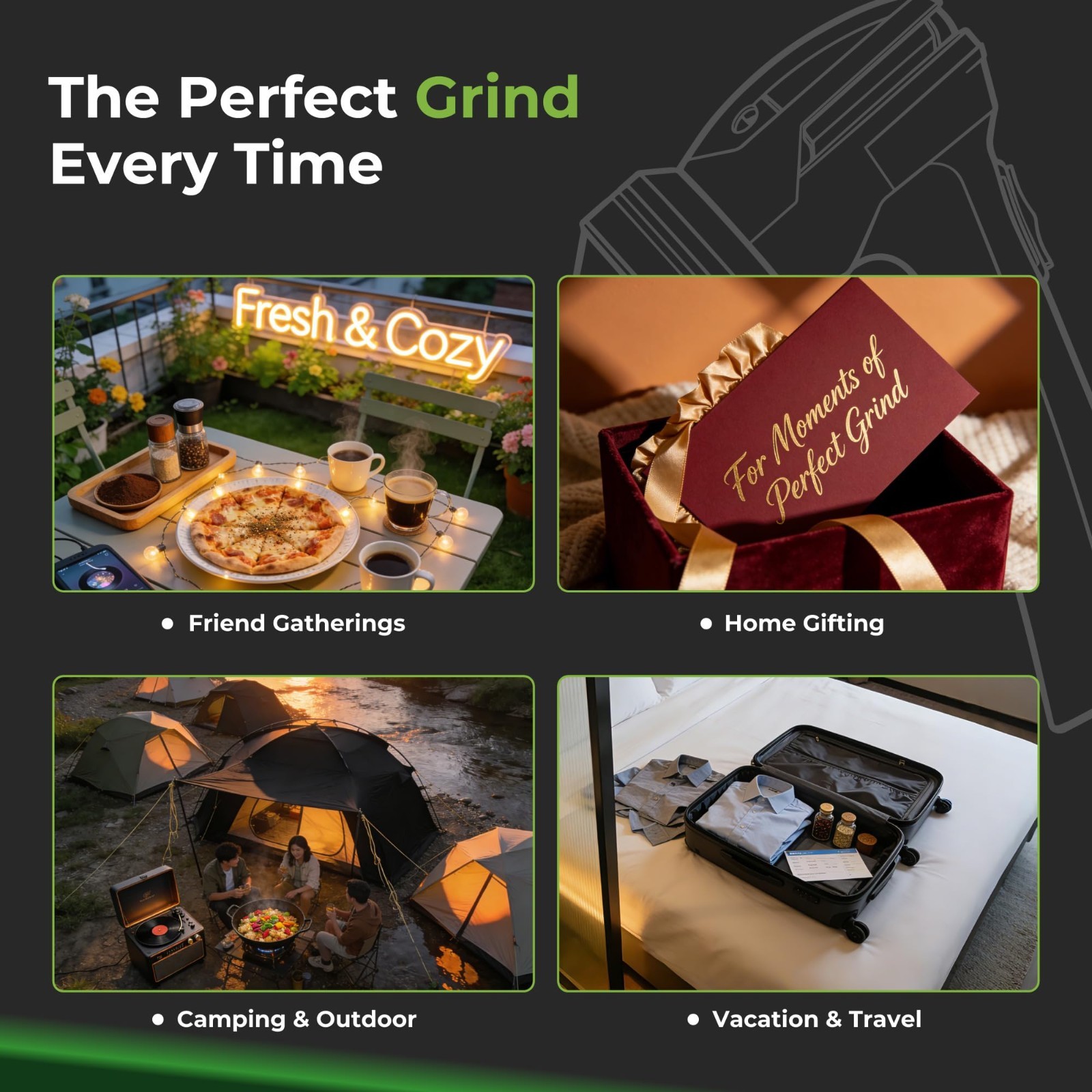 Electric Spice Grinder – One-Handed USB Rechargeable Mill, Aluminum Teeth, Porta