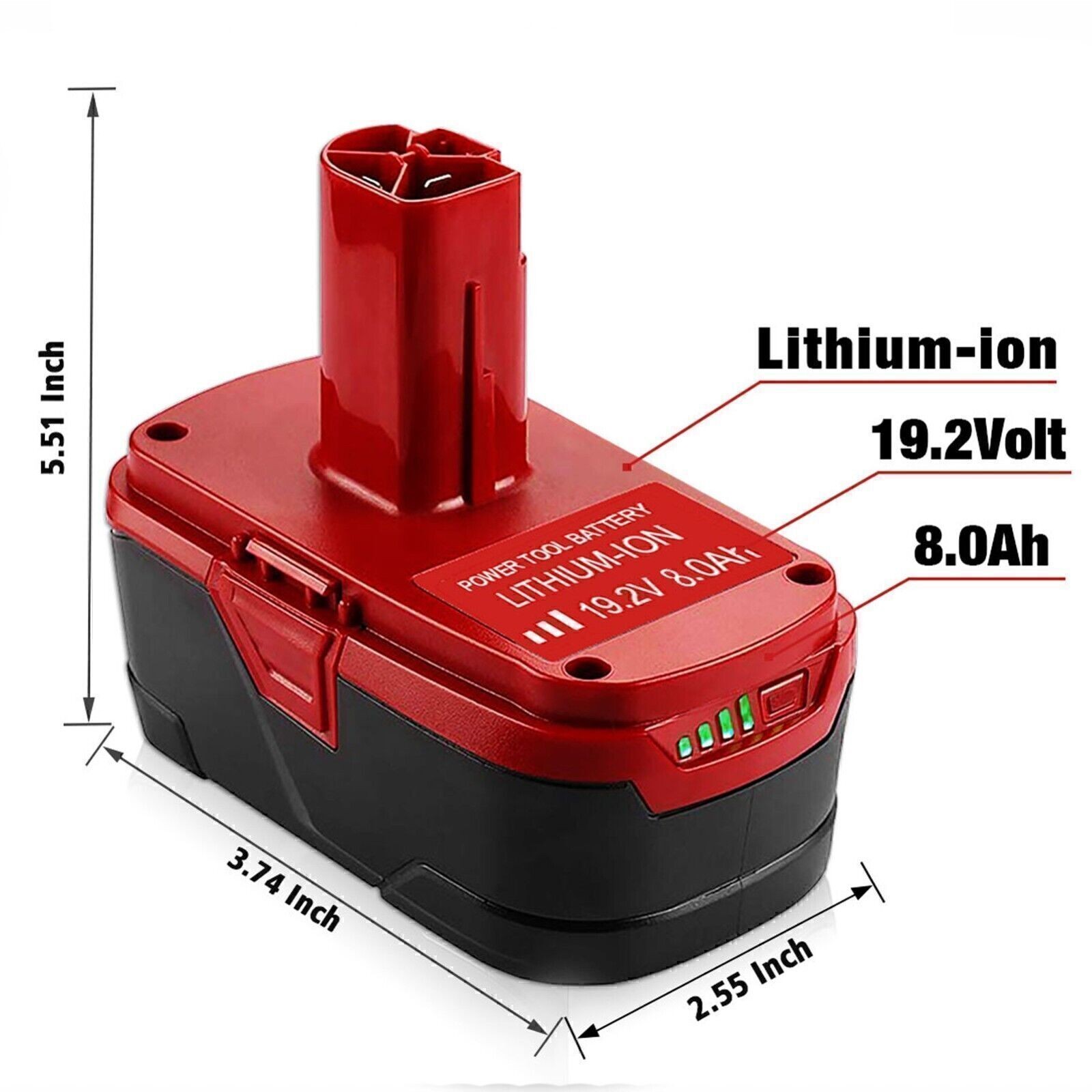 1-4X 8.0AH For CRAFTSMAN 19.2VOLT C3 LITHIUM DIEHARD BATTERY 315.PP2011 11375