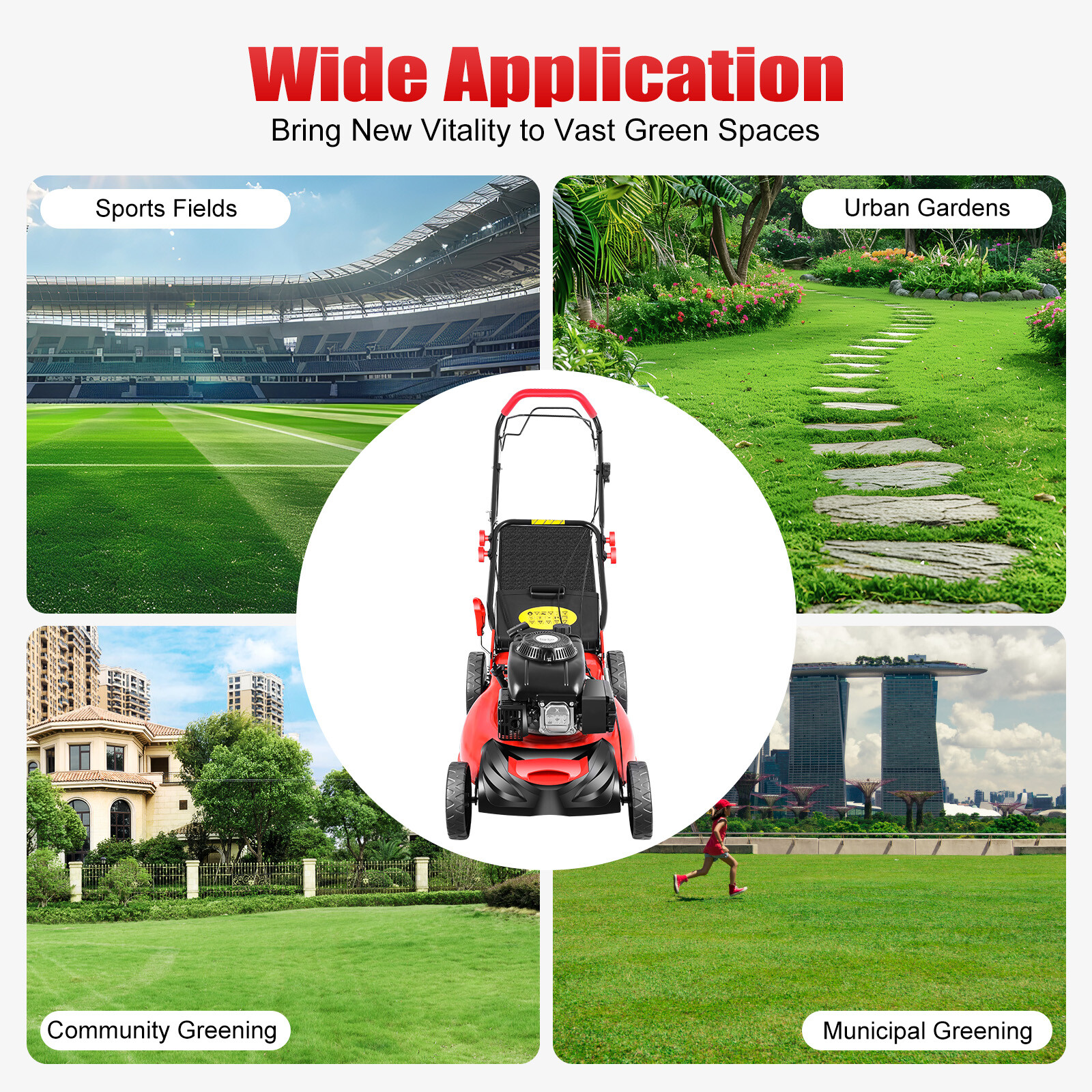 Self-Propelled Gas Powered Lawn Mower with Bagger with 4-Stroke Engine 20” 140CC