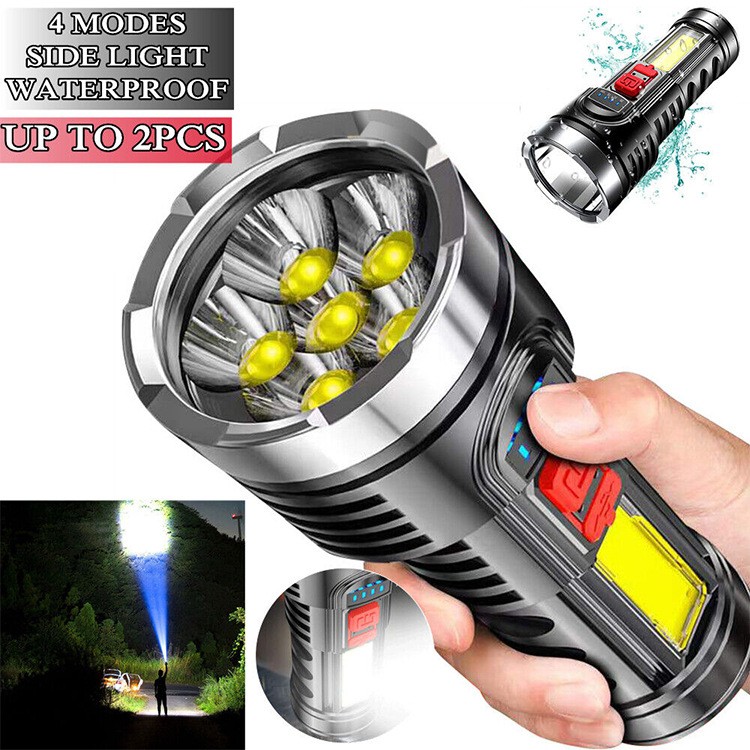 2X 990000000 Lumens Super Bright LED Tactical Flashlight Rechargeable Work Torch