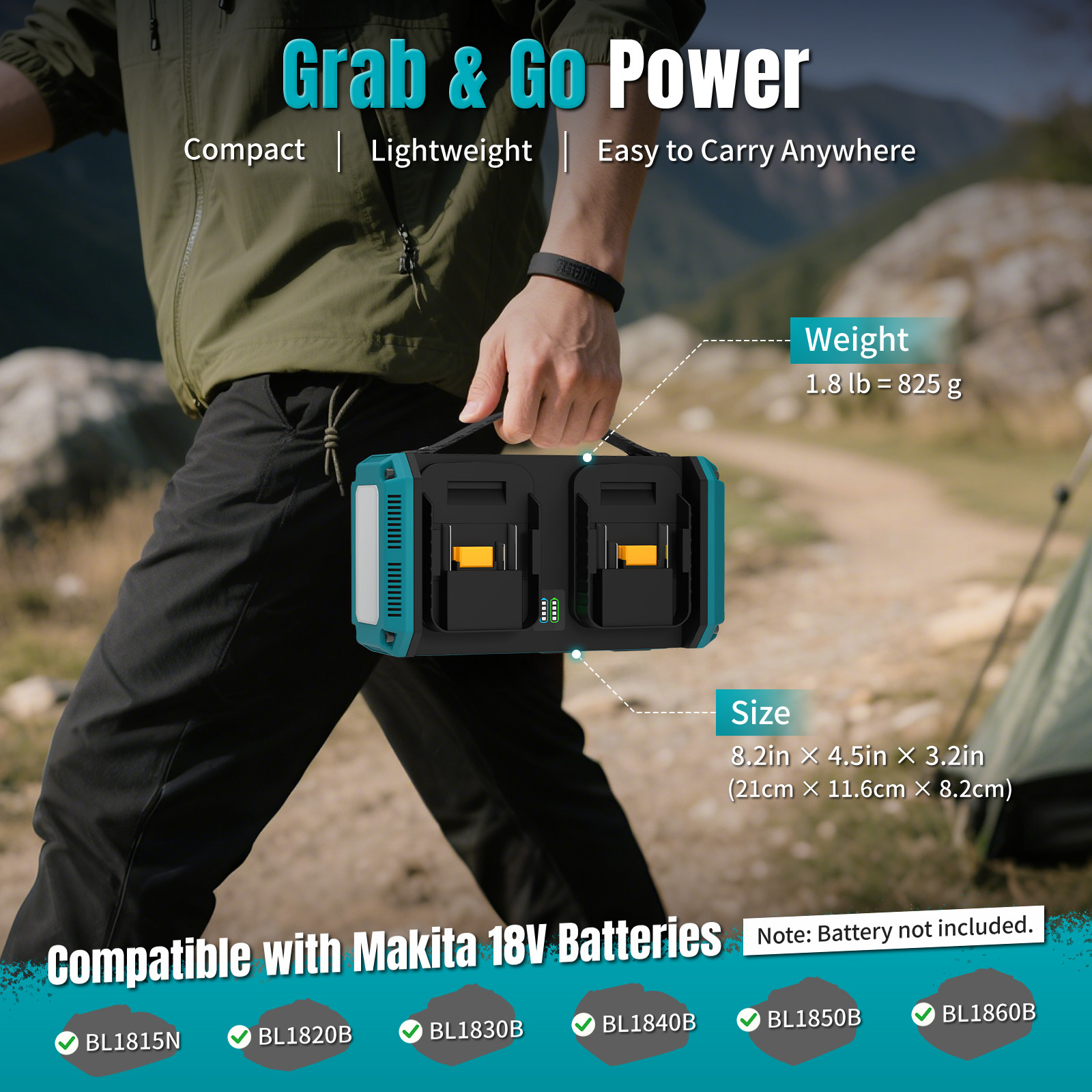 350W Pure Sine Wave Inverter for Makita 18V Battery + 140W PD3.1 Fast Charger
