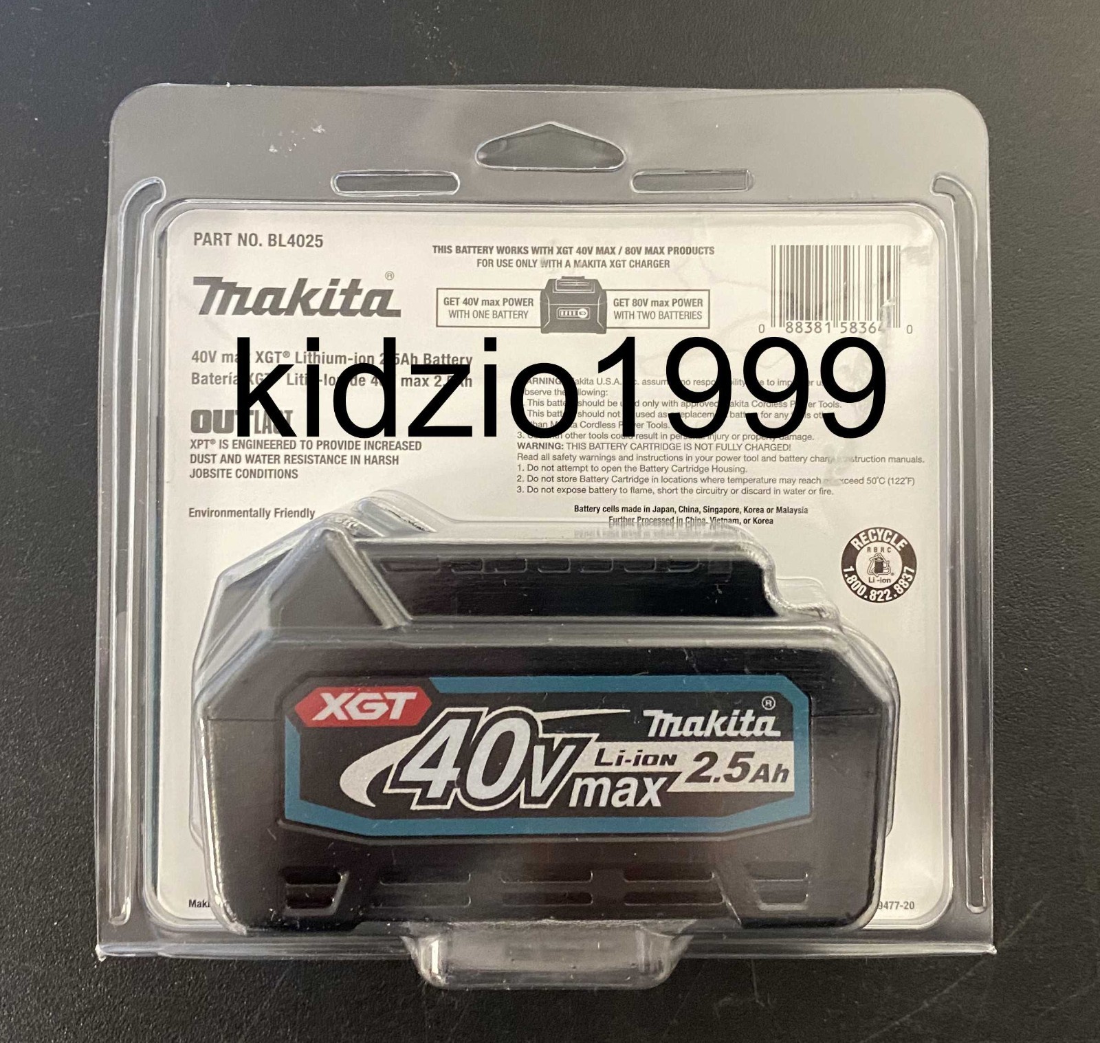 Makita XGT 40V BL4025 40 Volt Max 2.5Ah Li-Ion Battery NEW