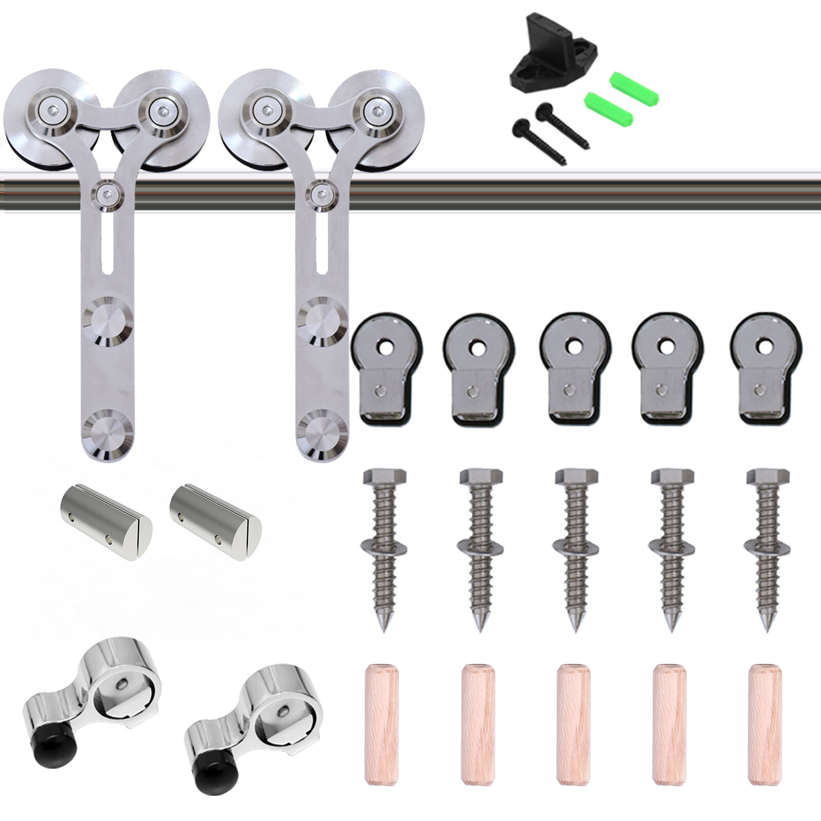 CCJH 4FT-16FT Stainless Steel Sliding Barn Door Hardware Kit Track for Wood Door