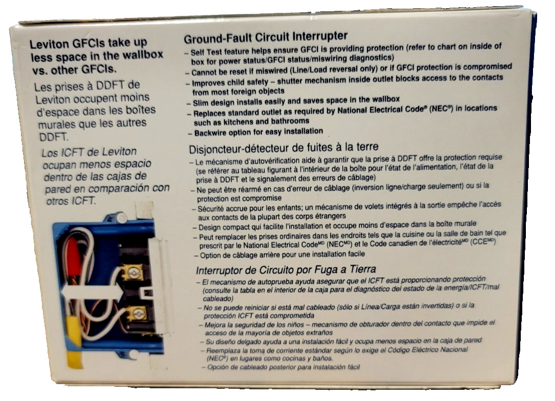 Leviton 15A 125V GFCI Outlet – White (4 Pack) (GFTR1-R4W). NEW FREE SHIPPING.