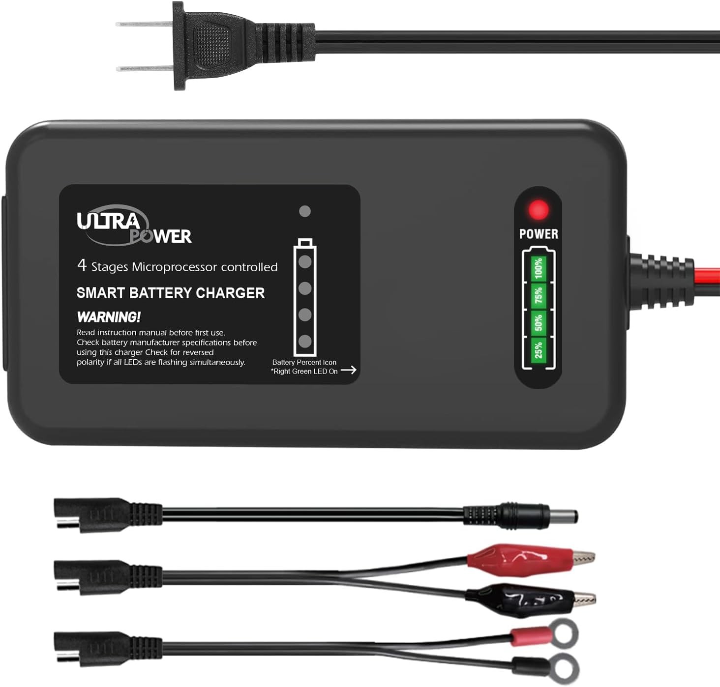 ULTRAPOWER 14.6V 4A LiFePO4 Battery Charger,Smart Lithium Battery Charger with