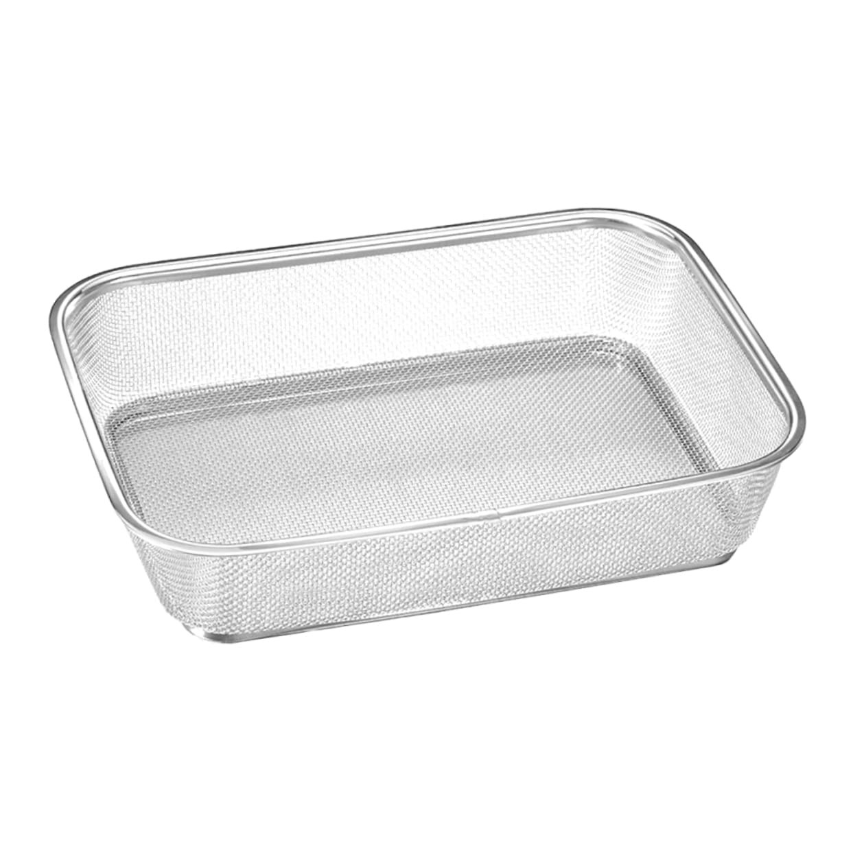 Stainless Steel Fine Mesh Shallow Drain Basket Sieve 13.4×9.8 In