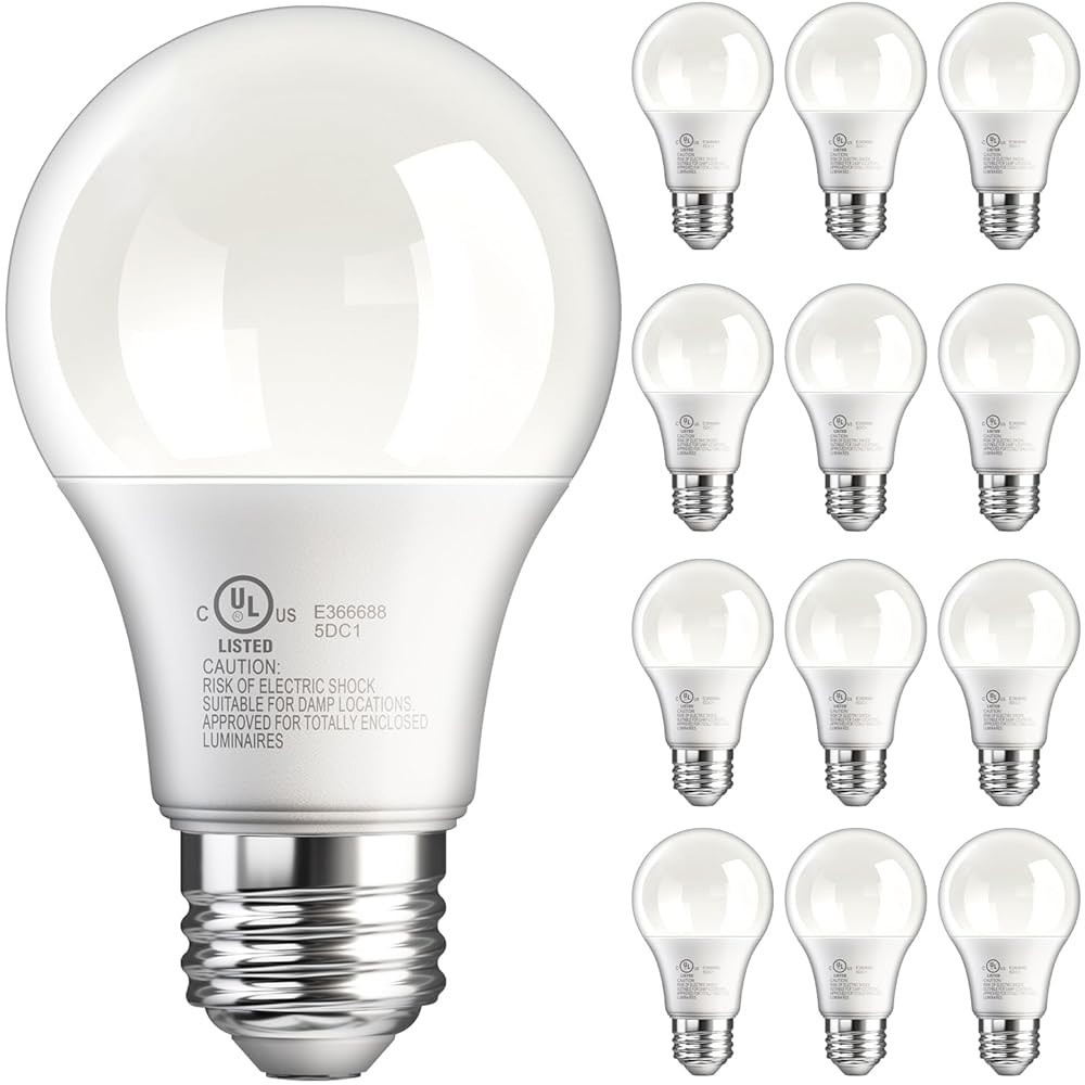 60W Equivalent LED Light Bulb 760 LM A19 5000K Daylight NonDimmable 12/24Pack