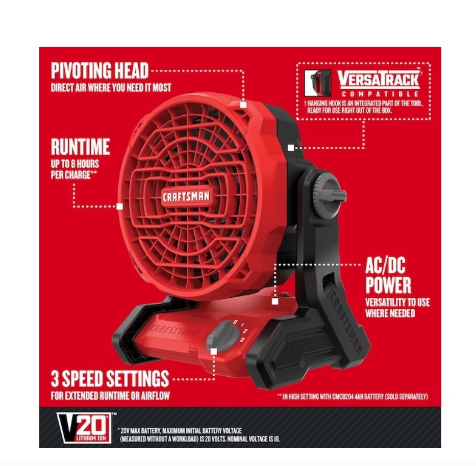 [DEAL] CRAFTSMAN V20 650 CFM Axial Jobsite Fan Indoor Outdoor