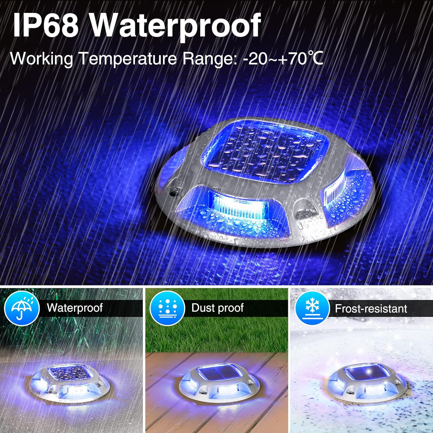16Pack Led Multicolor Solar Deck Lights Outdoor Dock Driveway Lights for Sidewal