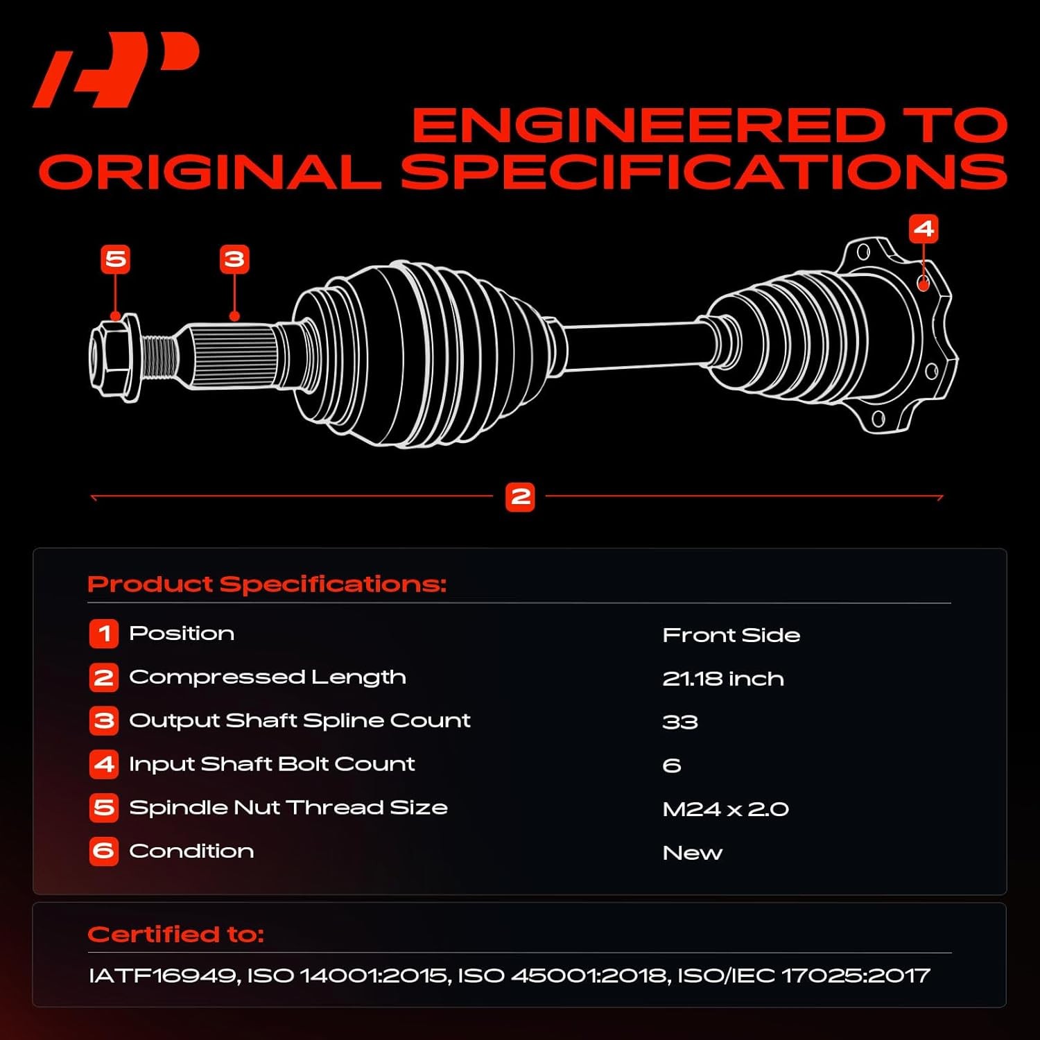 CV Axle Shaft Assembly Compatible with Cadillac Front Driver or Passenger Side
