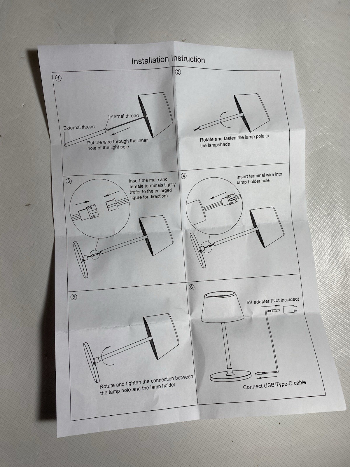 NEW- 14.2 IN Touch Table Lamp USB Adapted Small Black