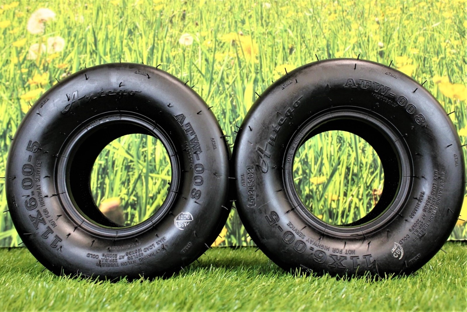 (Set of 2) 11×6.00-5 4 Ply Smooth Tread for Lawn & Garden Zero Turn Mower