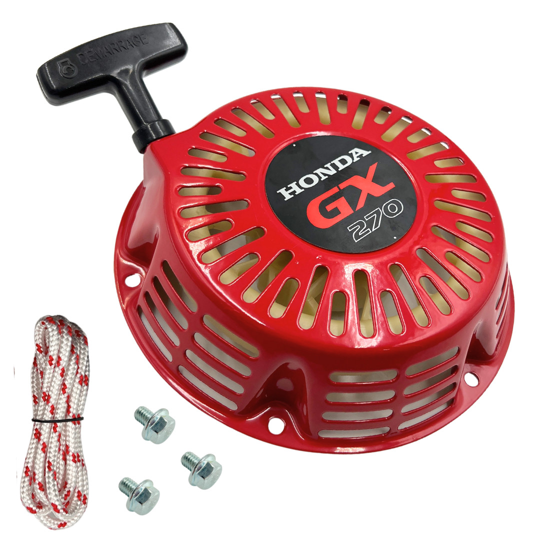 Recoil Pull Starter Red For Honda GX240 GX270 Engine Generator Rope & 3 bolts