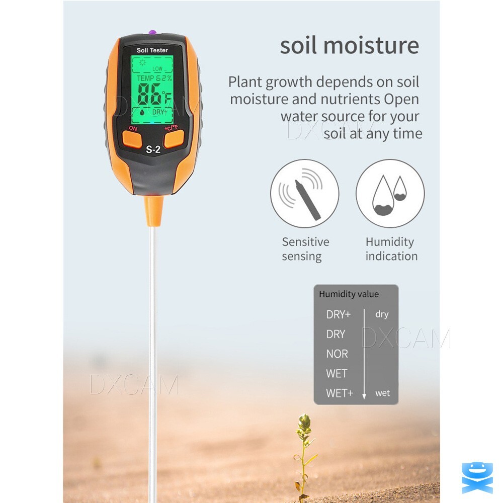 5-in-1 Digital PH Soil Tester LCD Moisture Plant Water Temperature Test Meter