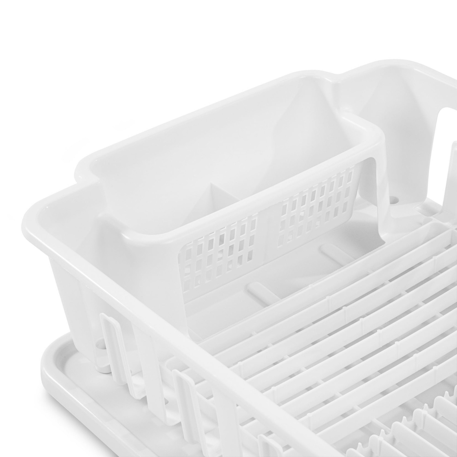 2-Piece Large Sink Set Dish Rack Drainer, White (18 L X 13 3/4″ W X 5 1/2″ H), 3