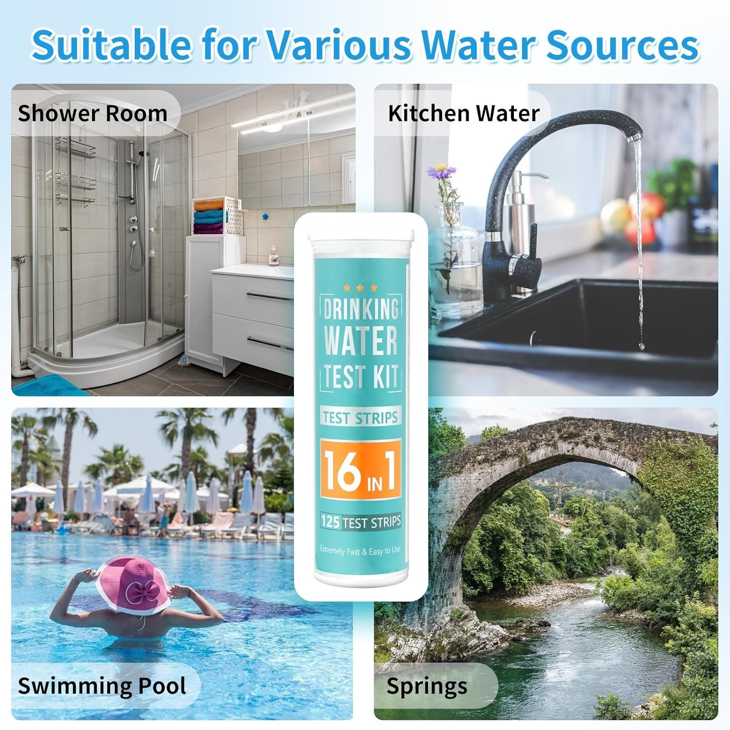 20 in 1 Complete Drinking Water Test Kits, 125 Strips-Well, Tap, Home, City Wate