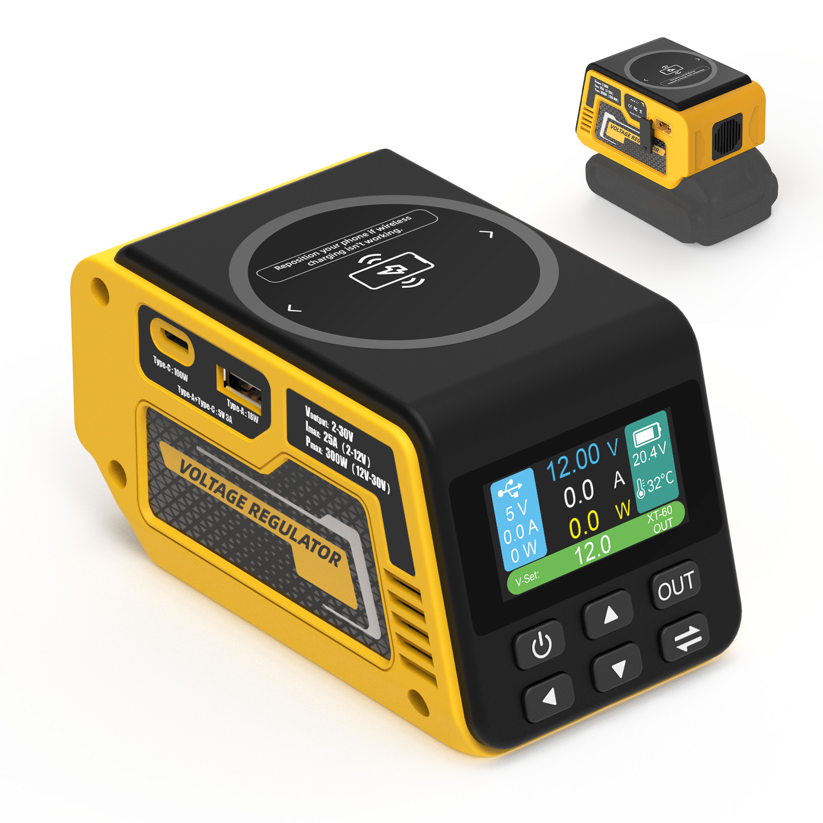 2-Pack 300W Power Regulator Compatible with DeWalt 20V Battery (No Battery)