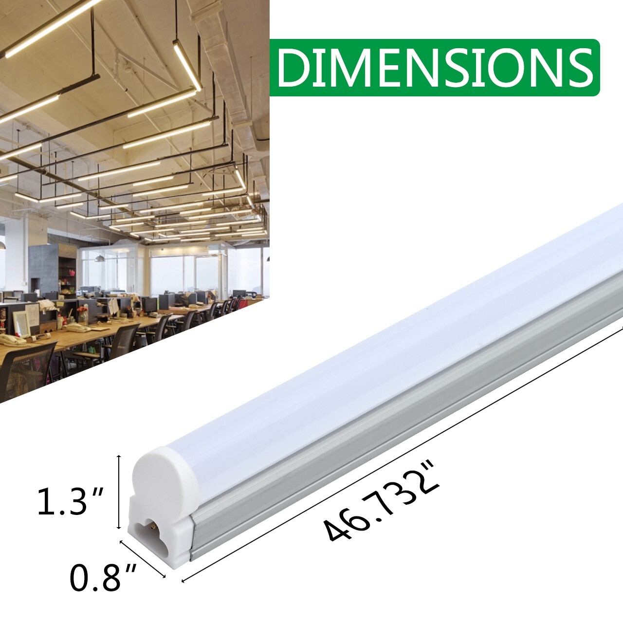 6 Pack LED T5 Integrated Single Fixture 4FT 20W LED Shop Light 6500K SuperBright