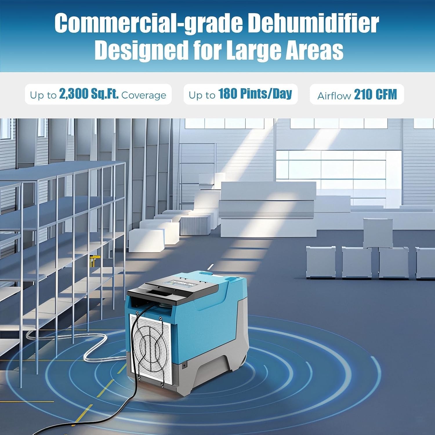 ARGENDON 180Pints Commercial Dehumidifier 2300 sq.ft Coverage with Pump