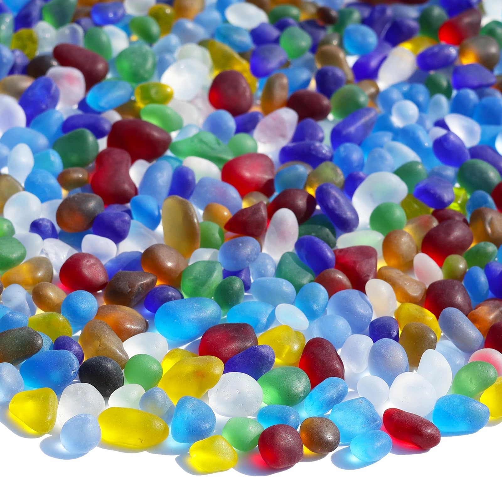 Colorful Sea Glass Stones 2.9LB – Frosted Pebbles for Aquarium, Crafts & Decor