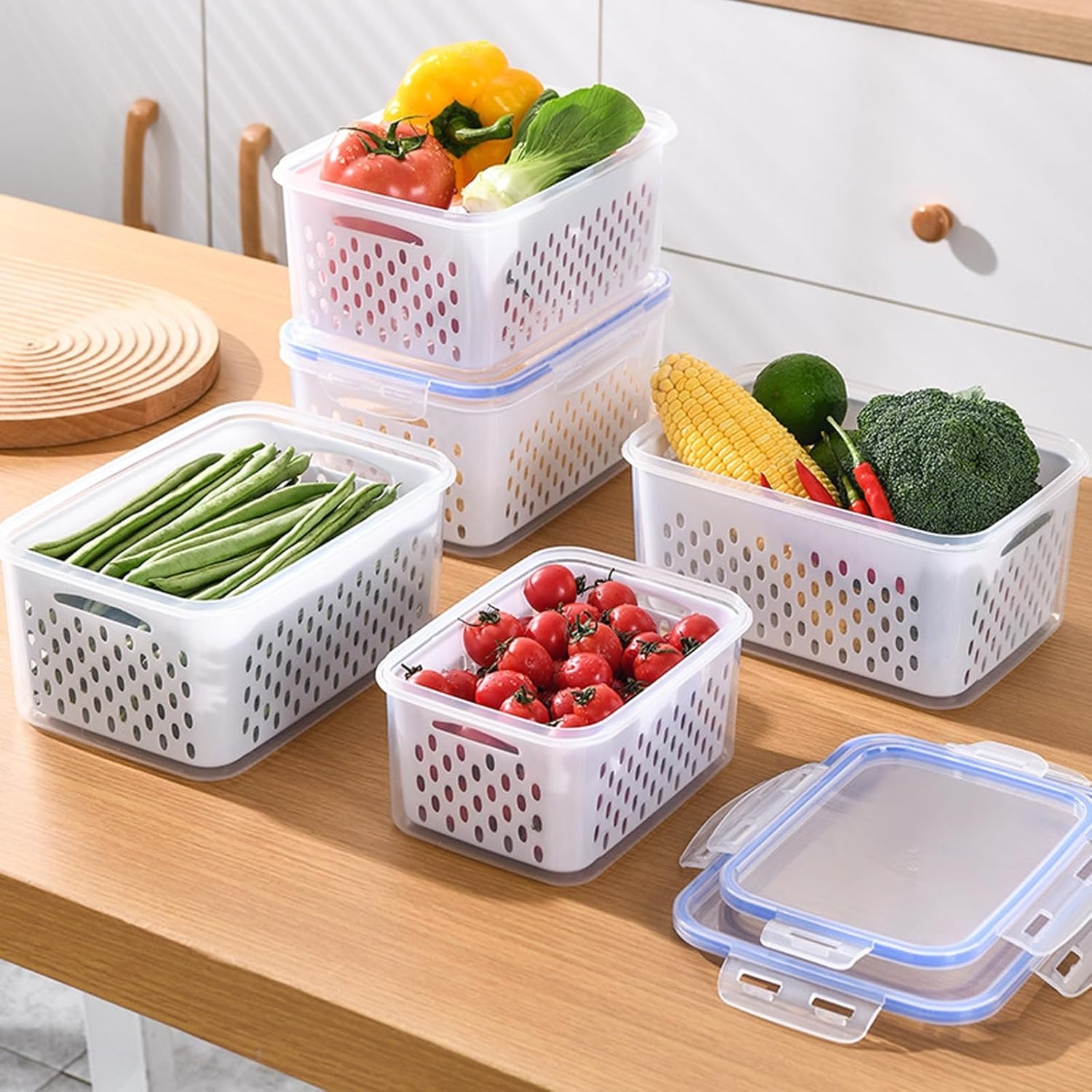 3 PCS Fruit Storage Containers for Fridge Food Berry Storage Container Set with