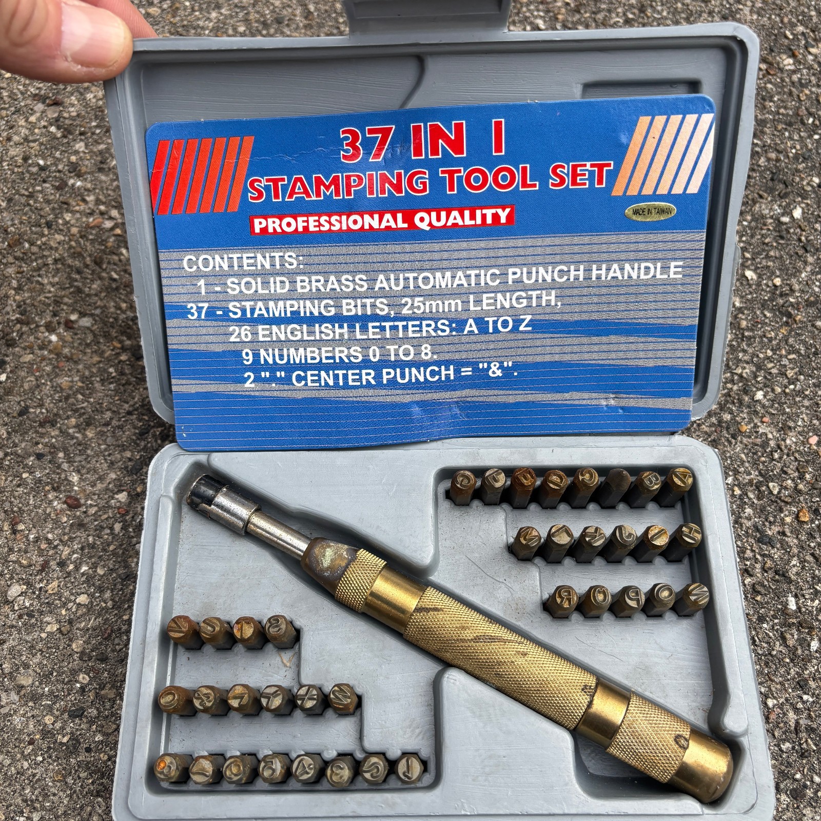 37 in 1 Stamping Tool Set 25 mm Length, 37 Bits All Alpha and Numbers, &, Punch