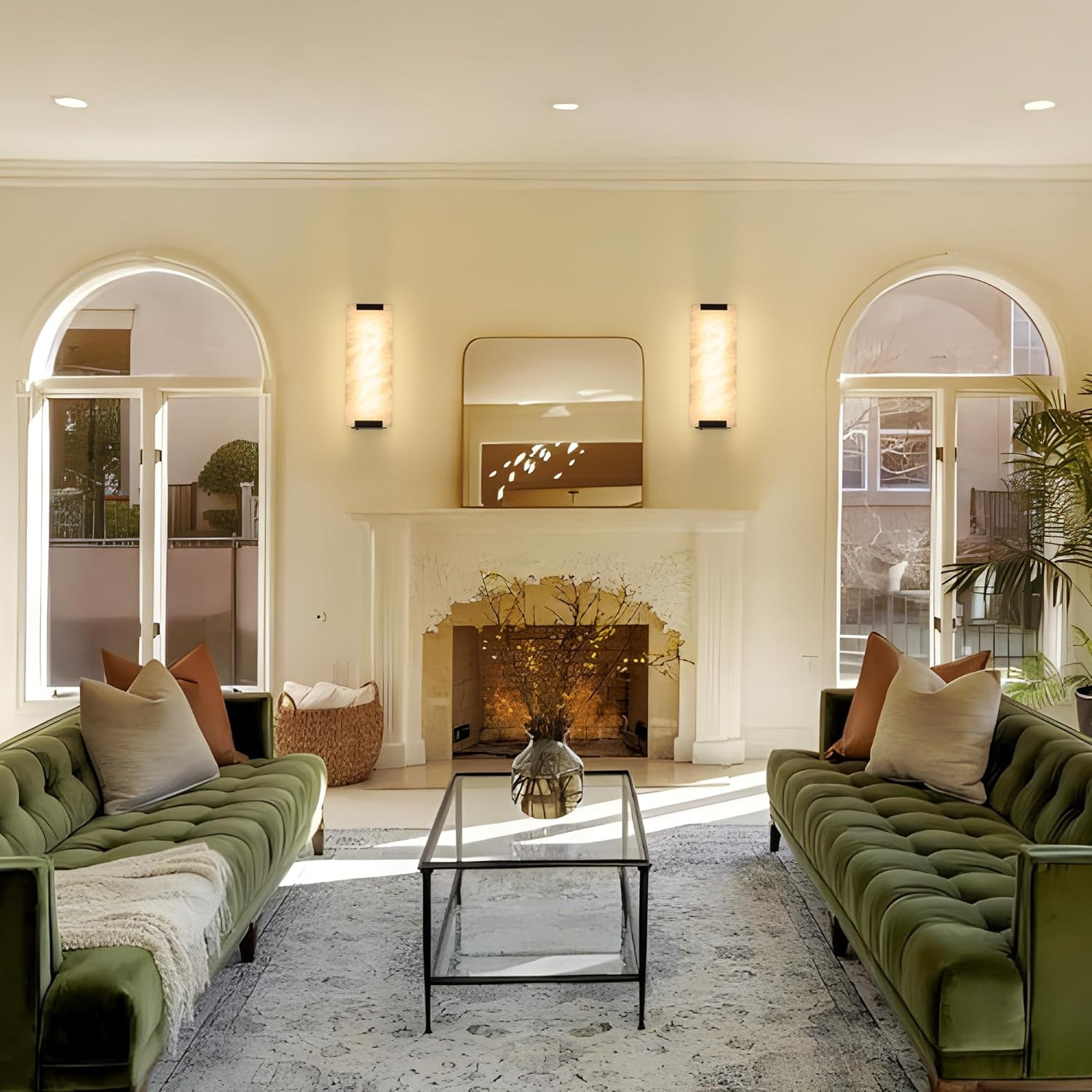 14.2 in Alabaster Wall Sconces, Black Natural Marble Wall Sconces, Alabaster Sco