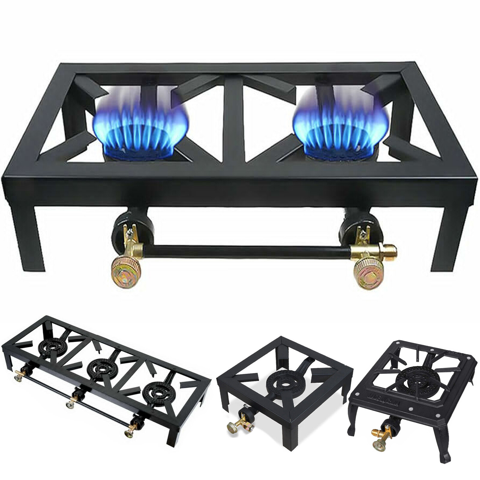 1/2/3 Stove Portable Camping Gas Stove Cast Iron Propane LPG BBQ Cooker Burner
