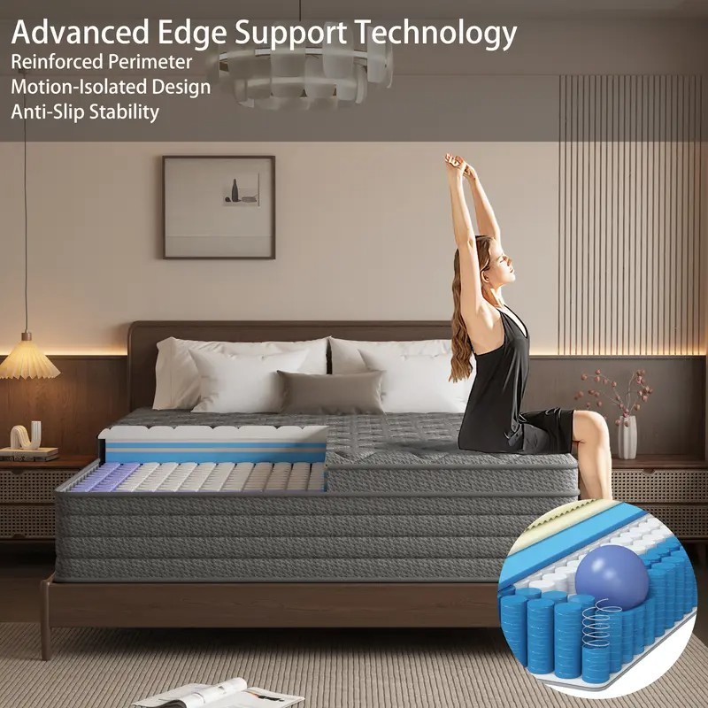 10 12 14” Gel Memory Foam&Spring Hybrid Mattres King Queen Full Twin In a Box