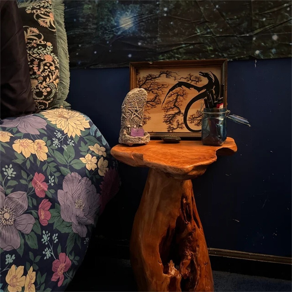 Rustic Cedar Roots Flower Stand Stool, Tree Stump Stool Side Table 19.5″ H