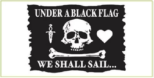 UNDER A BLACK FLAG WE SHALL SAILT PIRATE BLACK Vinyl Decal Bumper Sticker