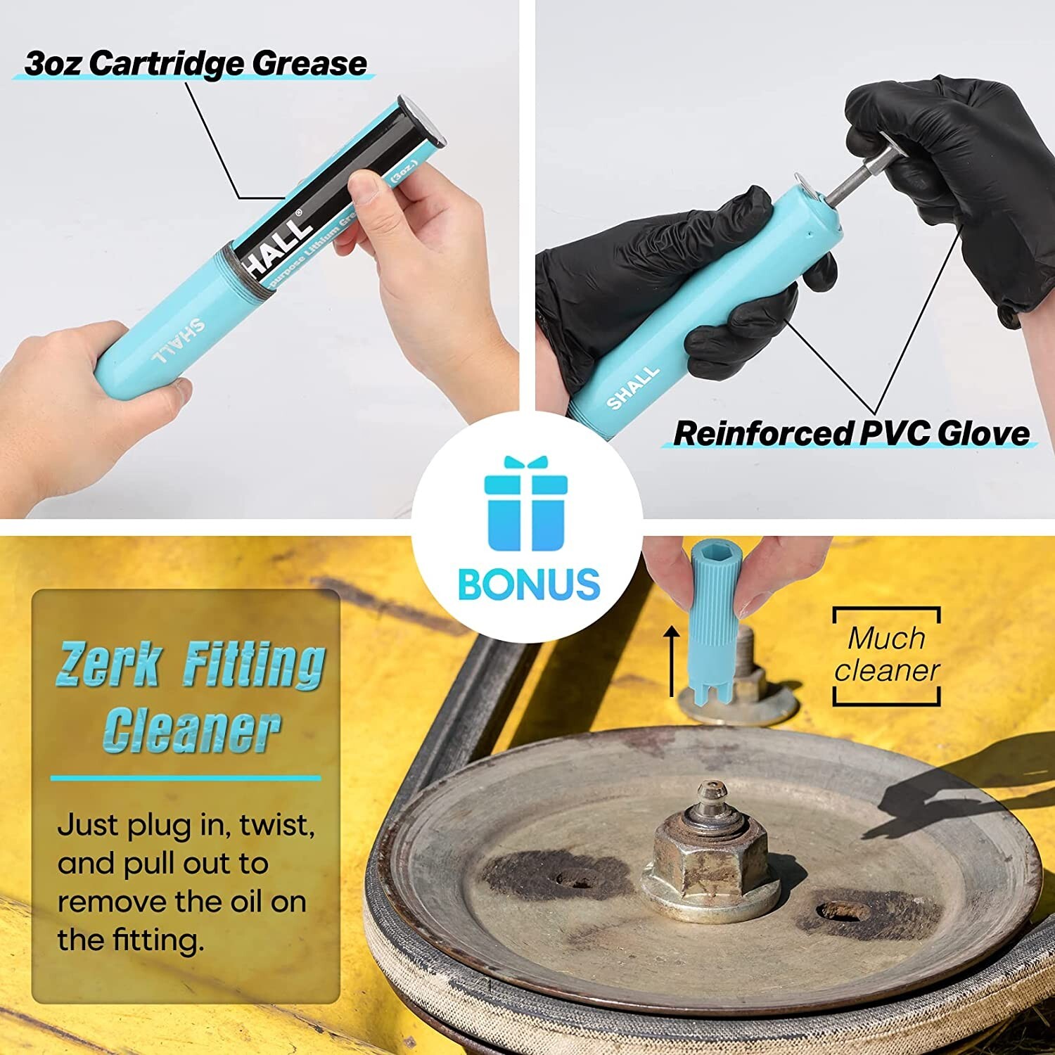 SHALL Mini Grease Gun, Small Grease Gun Kit 3.52OZ Capacity, 3000PSI NEW