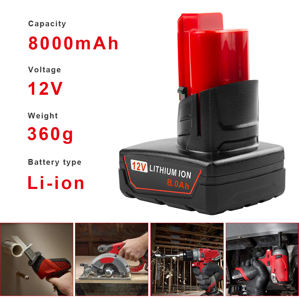 Battery for Milwaukee M12 48-11-2460 48-11-2480 12V XC Lithium Drill Brand New