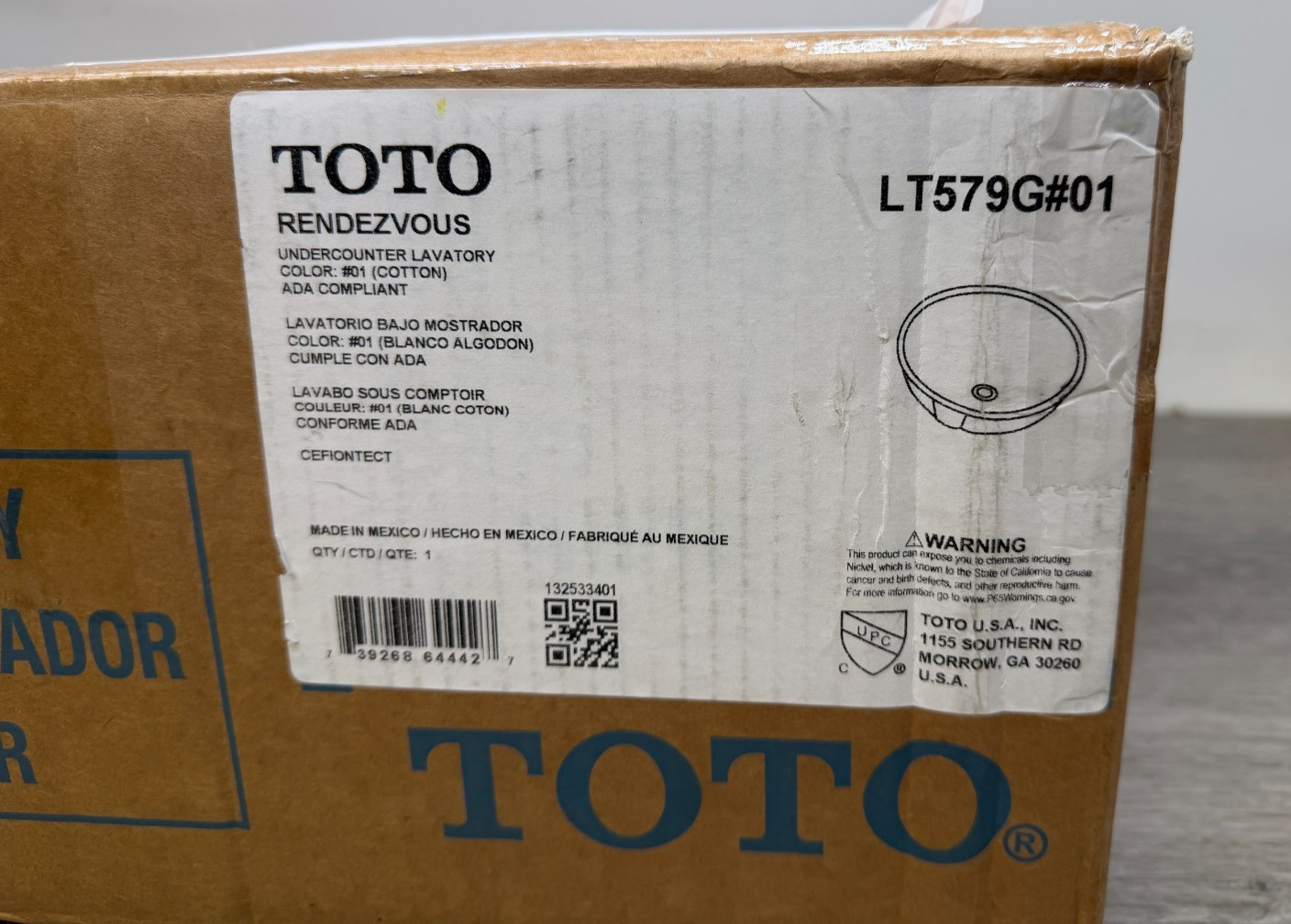 Toto lt579g#01 17″ Undermount Bathroom Sink, CeFiONtect, Cotton White