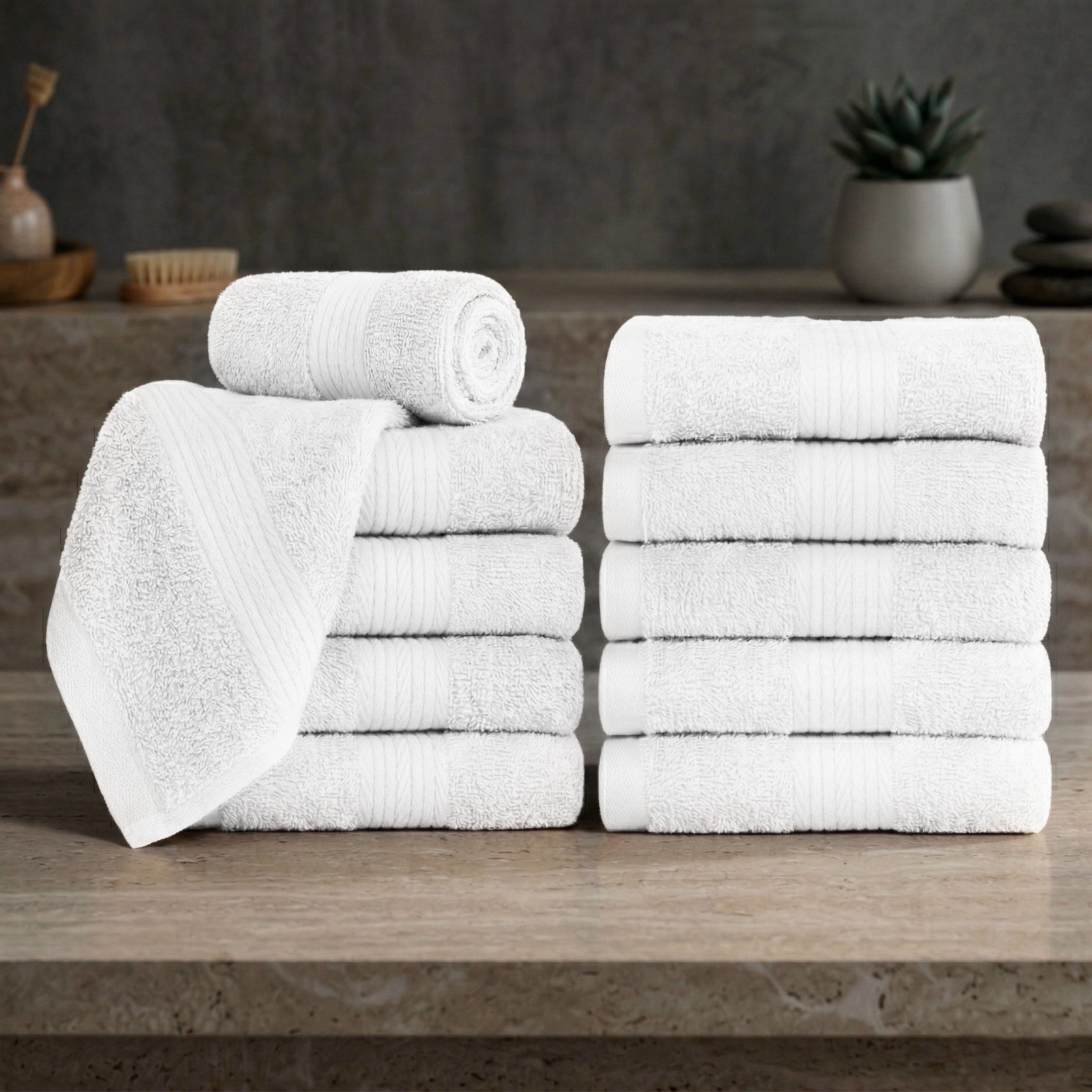 Ample Decor Wash Cloths Pack of 10/20/50 100% Cotton High Absorbency Soft