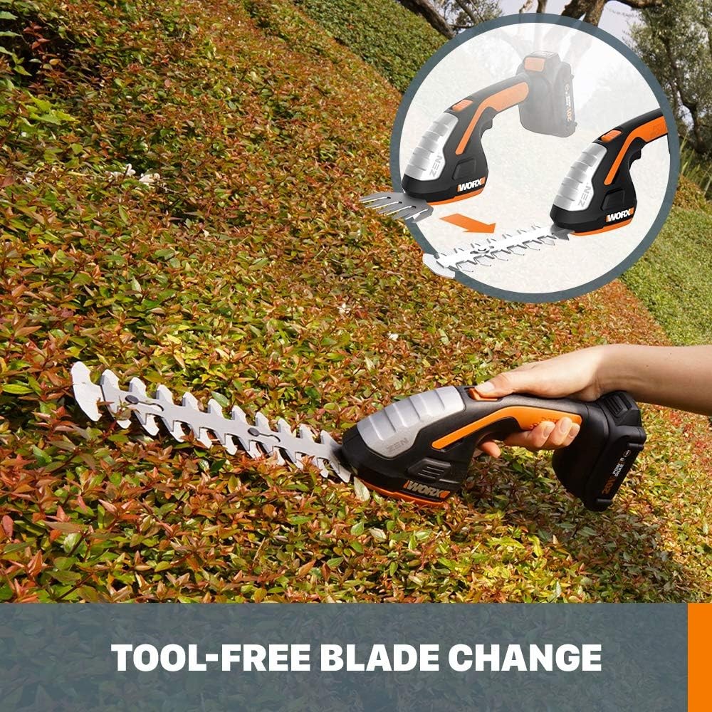 WORX Cordless Grass Shear & Shrub Trimmer,20V 4″+ 8″ Bush Trimmer,WG801.9 | Batt