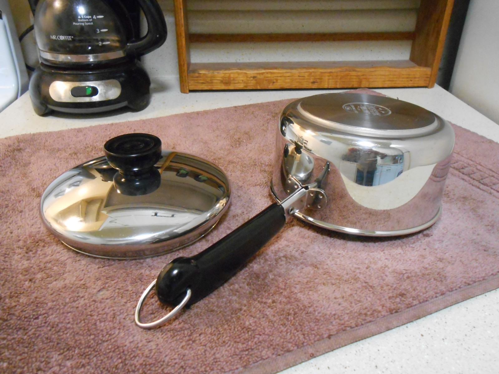 REVERE WARE 1 Qt. Saucepan & Lid USA-1994 Tri-Ply Stainless VERY CLEAN & SHINY!