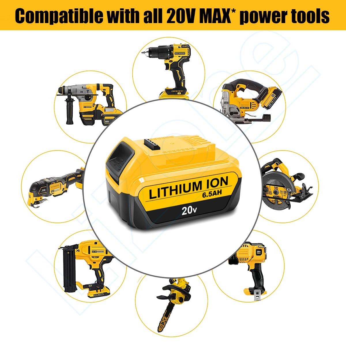NEW 6.5Ah DCB206 For DeWalt 20V Max 6.0AH Lithium-Ion Battery DCB206 DCB205