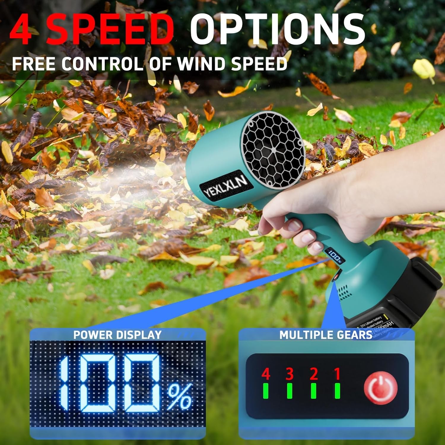 Cordless Leaf Blower, Leaf Blower Cordless with 4.0Ah Battery 150 MPH 21 V Turbo